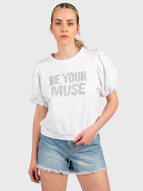 T-shirt with multicolored rhinestones - 1