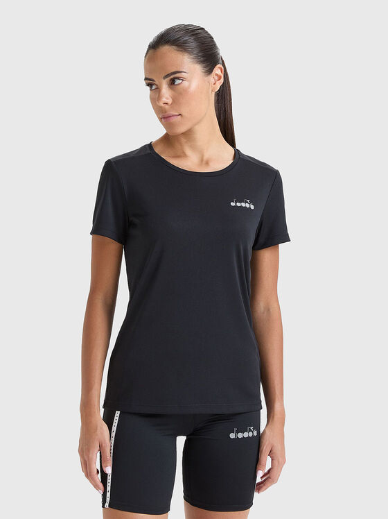 Black sports T-shirt with logo detail - 1