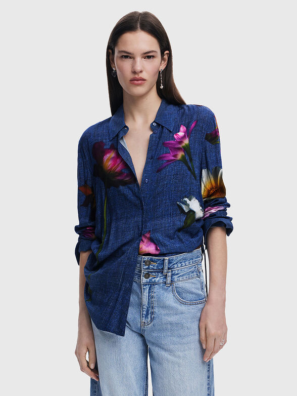 Long-sleeved shirt with floral motifs - 1