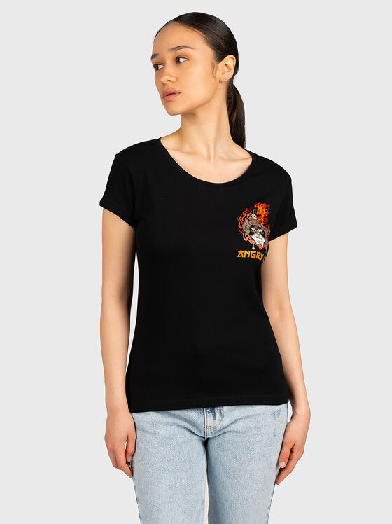 TSL058 black T-shirt with print - 1