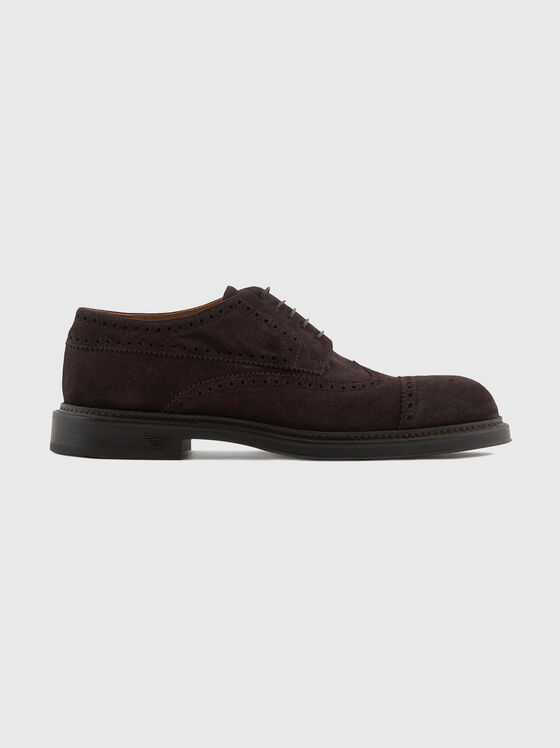 Suede Derby shoes with brogue perforations - 1