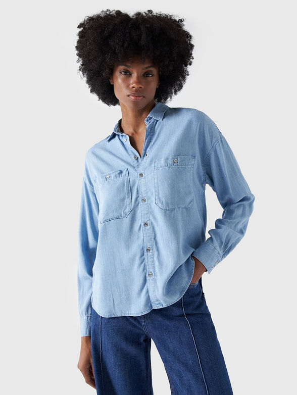 Blue lyocell shirt with pockets - 1