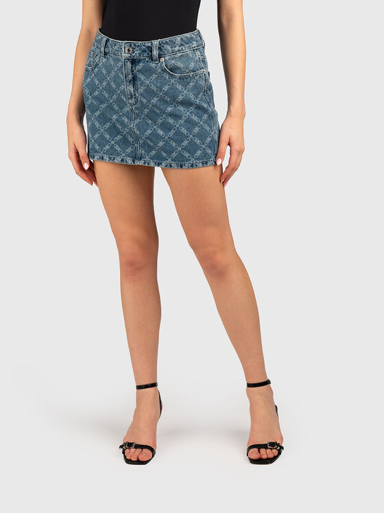 Fustă mini din denim cu logo imprimat - 1