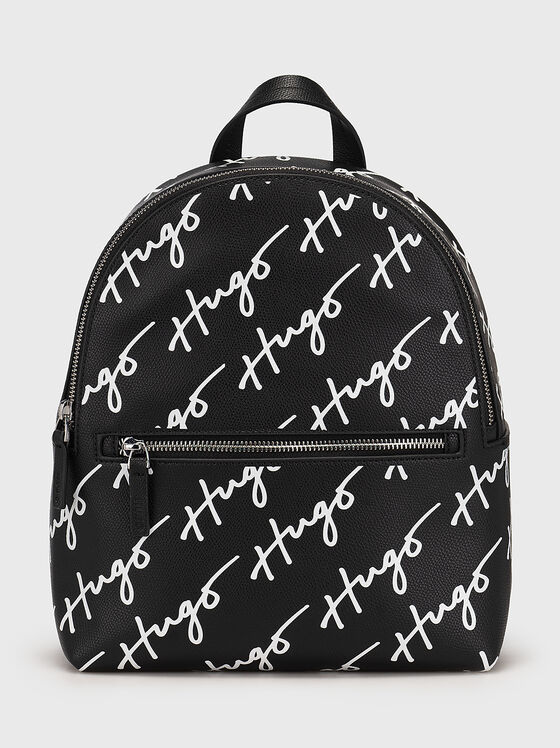 Rucsac negru cu imprimeu cu logo monogramă - 1