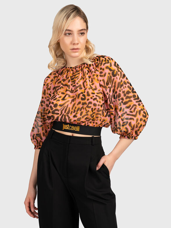 Blouse with puff sleeve and animal print - 1