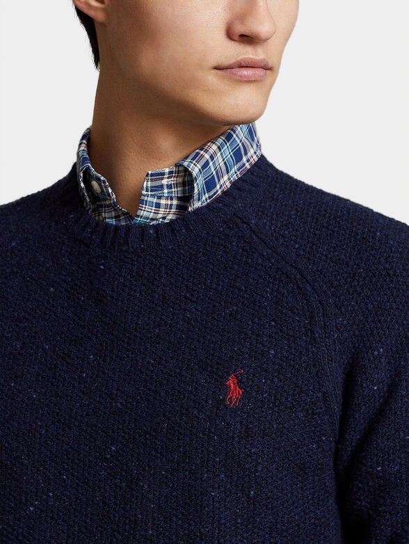 Dark blue wool blend sweater - 4