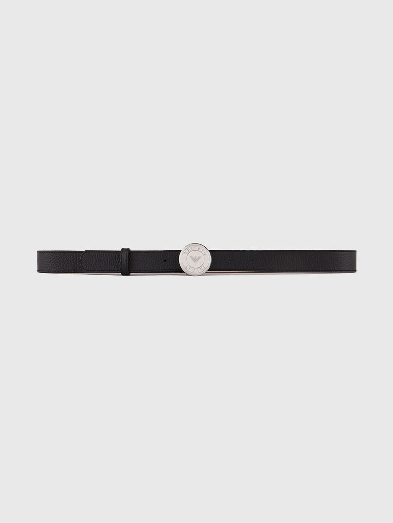 Leather belt with logo buckle - 3
