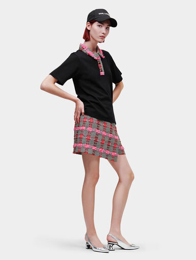 Polo shirt with bouclé detail - 4