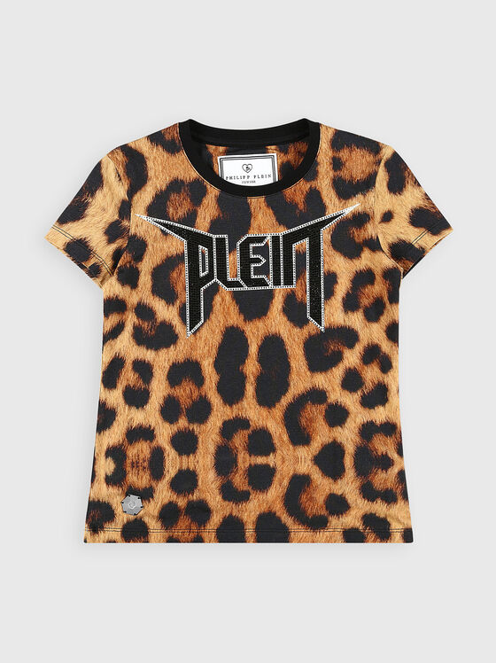 T-shirt with leopard print and logo accent - 1