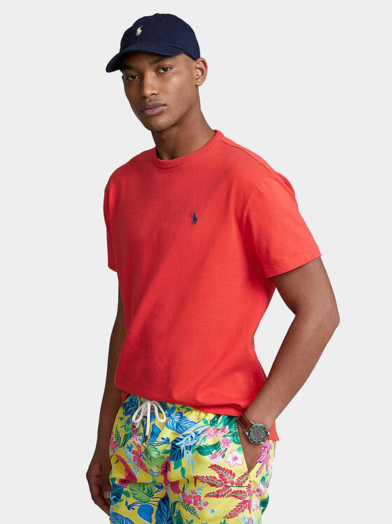 Tricou roșu cu broderie logo - 1