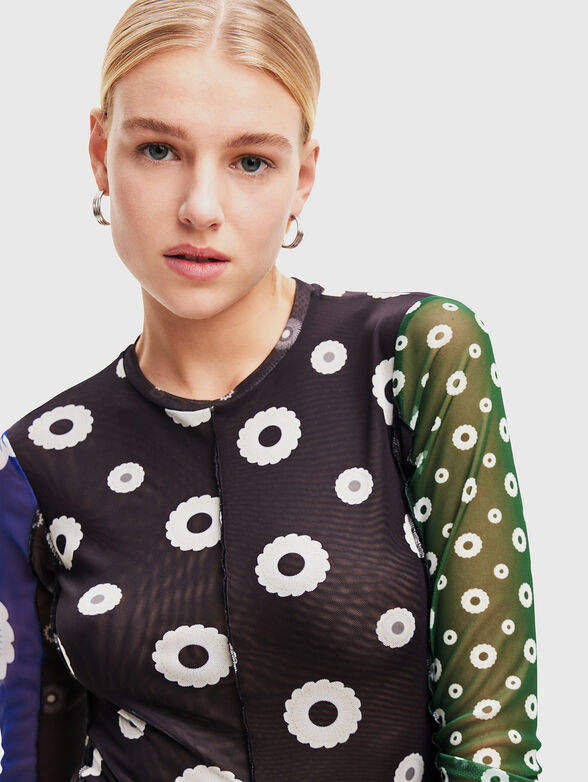 Blouse with accent sleeves - 4