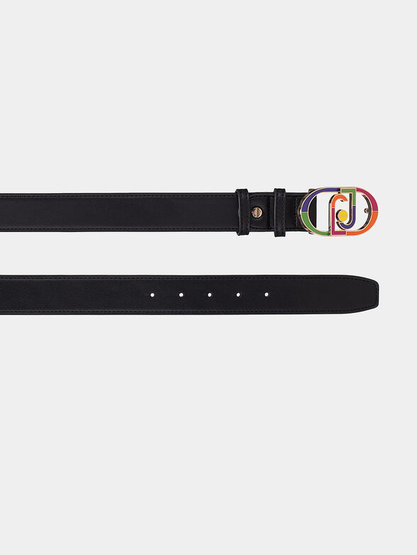 Black belt with contrasting logo buckle - 2
