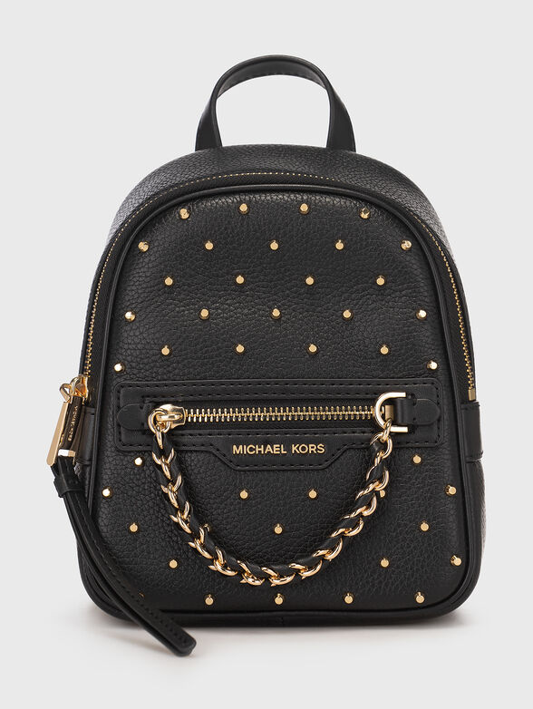Leather backpack with eyelets and metal accent - 1