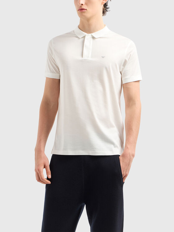 Tricou polo alb cu logo - 1