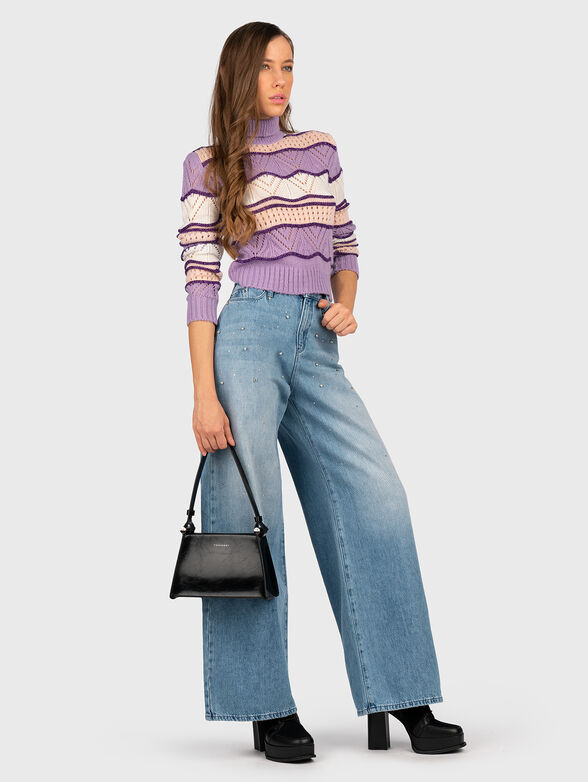 Wool blend sweater with polo collar  - 2