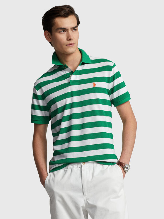 Tricou polo în dungi din bumbac - 1