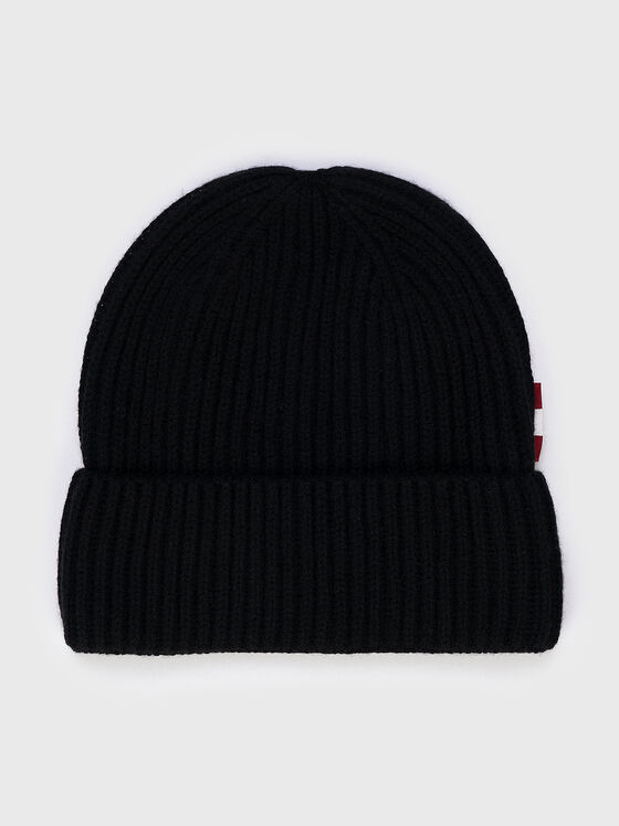 Black knitted cashmere hat - 1