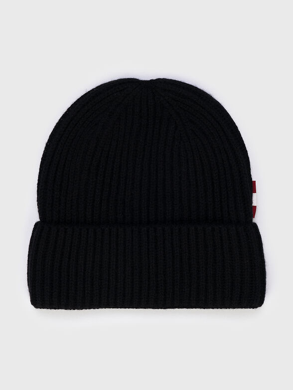 Black knitted cashmere hat - 1