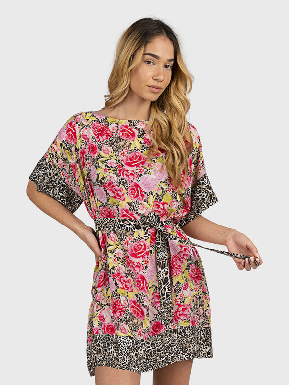Beach kaftan with floral print - 1