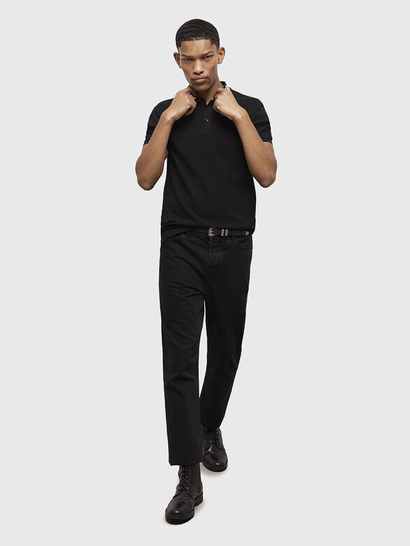 Black polo-shirt with accent collar - 2