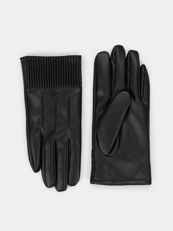 Black eco leather gloves - 1
