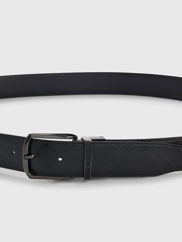Leather belt with logo print - 4