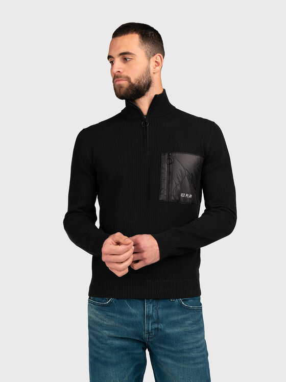 Zip-up sweater in black - 1