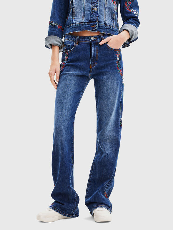 Flare embroidered jeans - 1