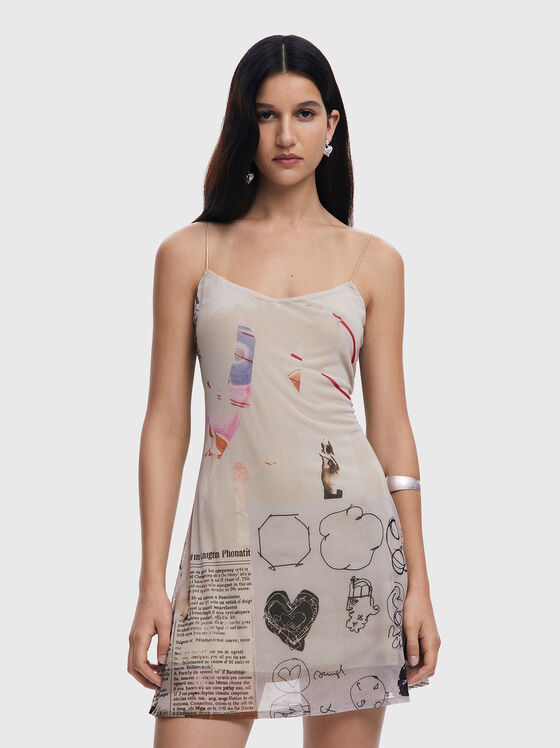 Mini dress with contrast print - 1
