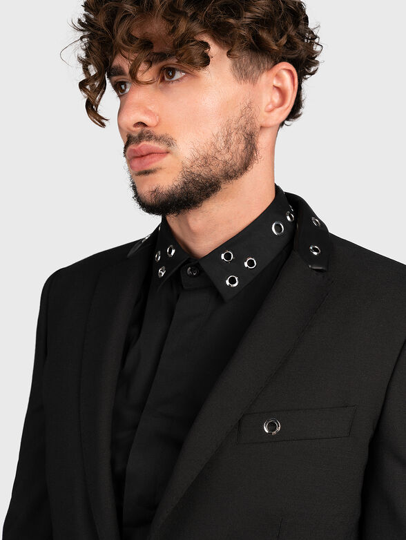Black blazer with accent collar with eyelets - 6