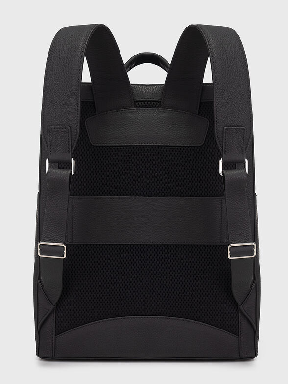 Black leather backpack with logo detail - 2