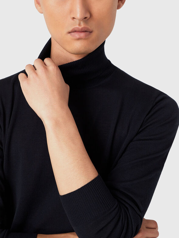 Wool sweater with polo collar - 4