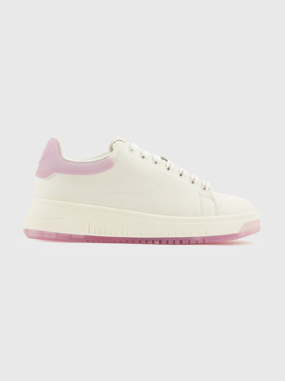 Pantofi din piele cu detalii roz - 1