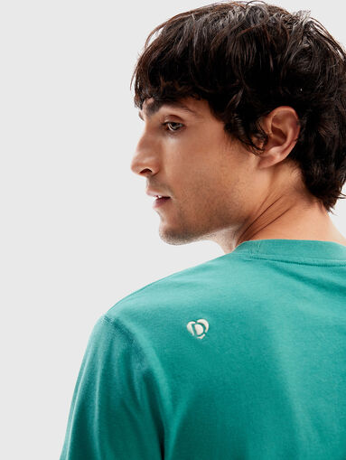 Green cotton T-shirt with logo embroidery - 4