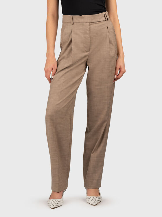 Pantaloni drepți cu talie înaltă - 1