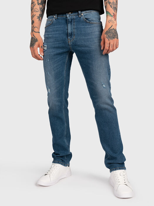 Blue slim jeans with logo detail