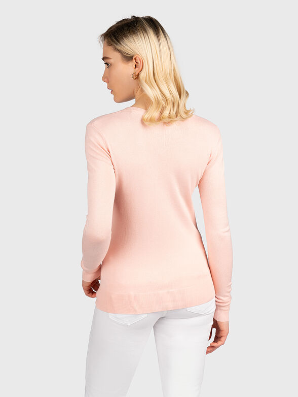 Pink sweater with gold-colored logo element - 3