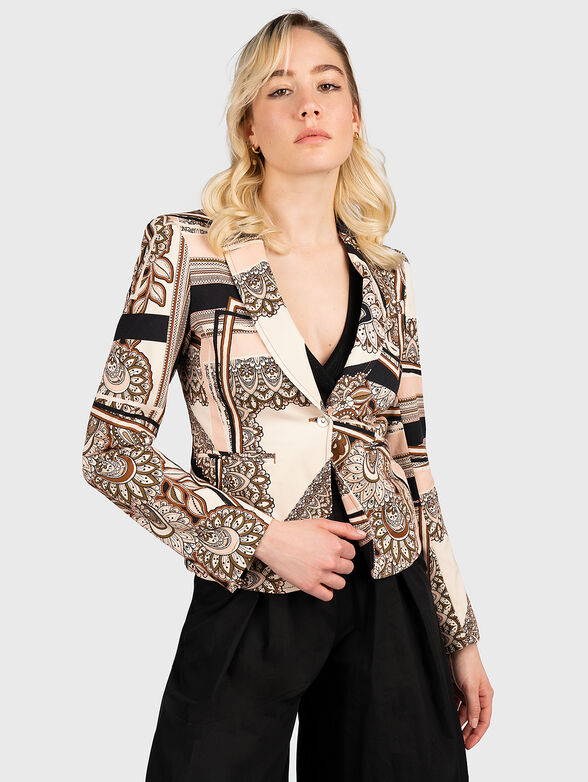Cropped jacket with multicoloured print - 1