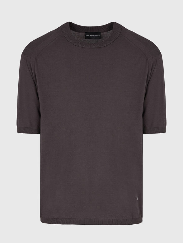 Beige T-shirt with silk blend - 1