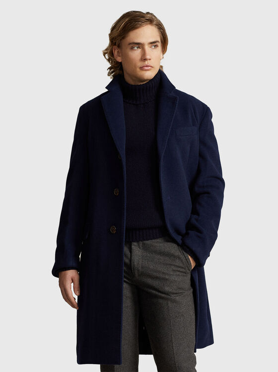 Navy single breasted coat - 1