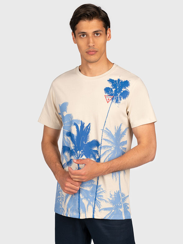 Black t-shirt with tropical print - 1