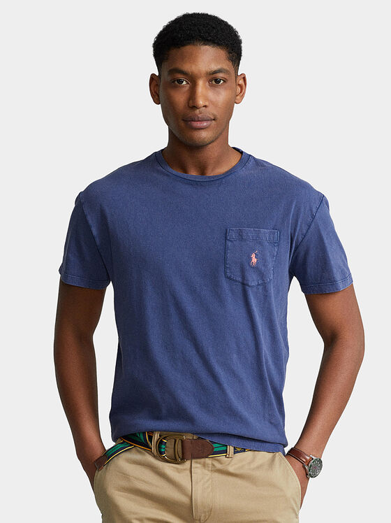 Tricou albastru cu buzunar - 1