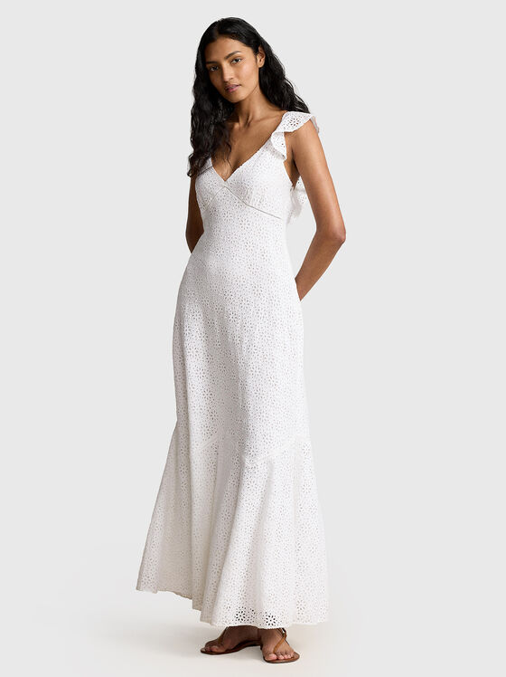 Rochie maxi din in cu broderie englezească - 1