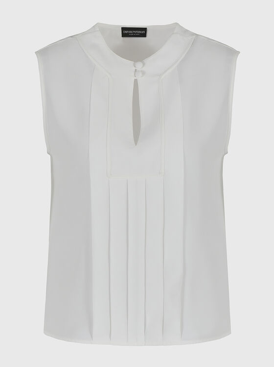 Top din crep de chine alb - 1