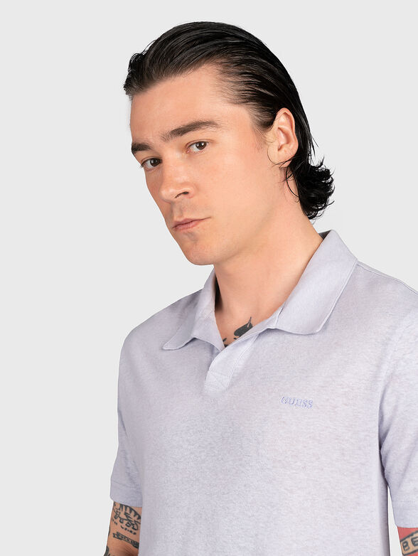 Pale blue polo-shirt with logo embroidery - 4
