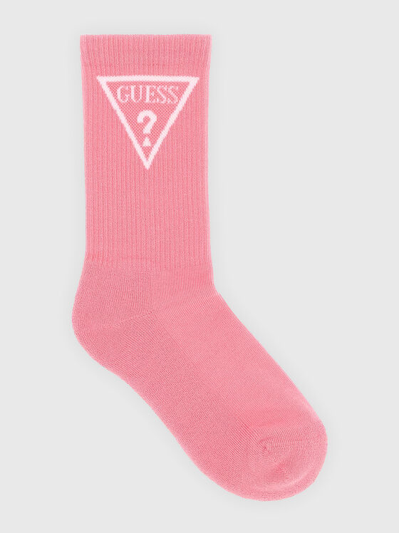 Pink socks with contrasting logo - 1