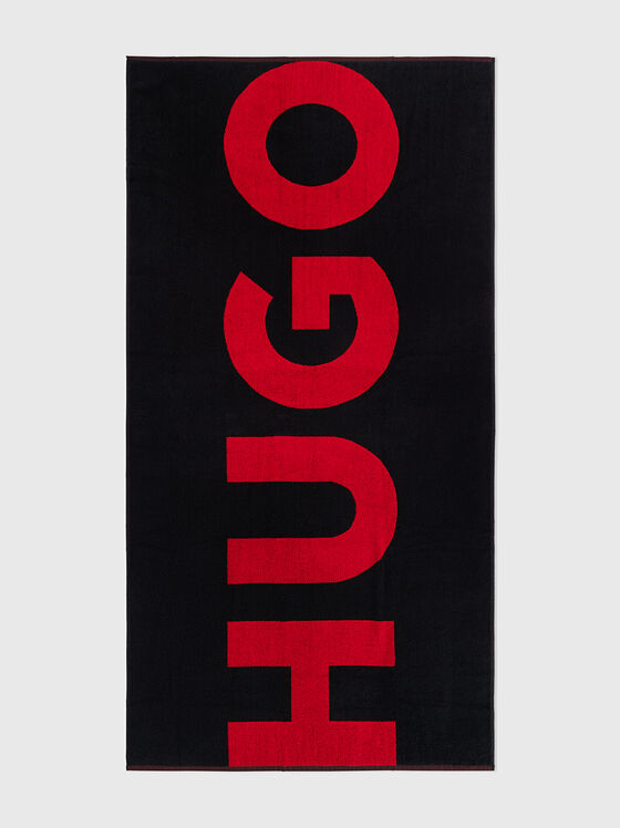 Black beach towel with contrasting logo - 1
