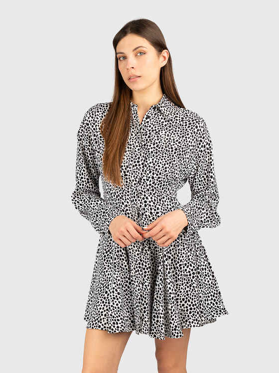 Rochie plisată cu animal print - 1