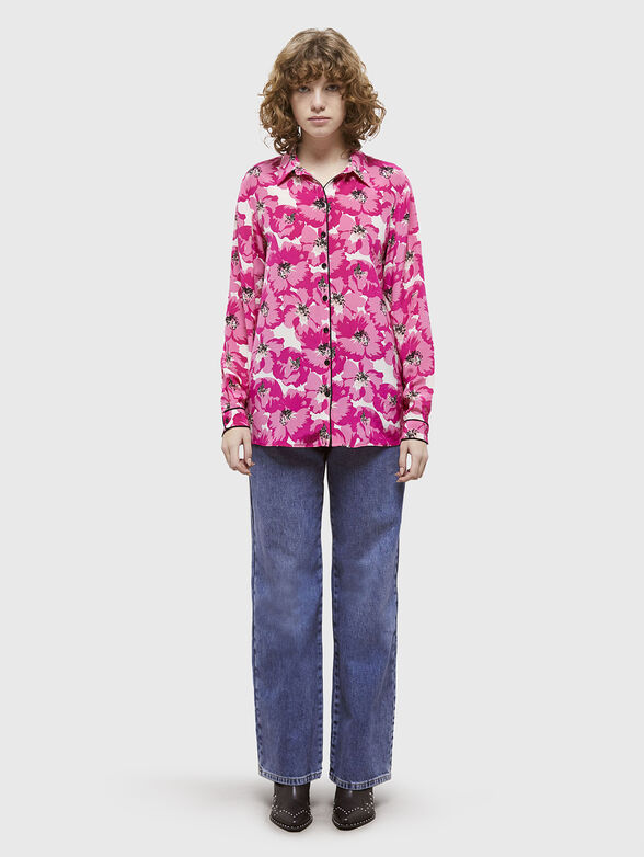 Shirt with accent floral print - 2