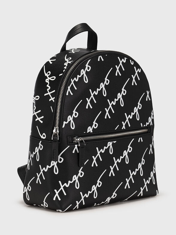 Black backpack with monogram logo print - 4